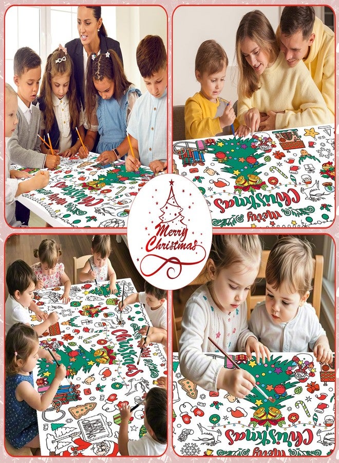 Litmitfu Giant Christmas Coloring Poster - Large Merry Christmas Coloring Tablecloth for Kids, Jumbo Xmas Paper Coloring Table Cloth Banner Activities Games Party Favors Crafts,30 x 72 Inch - Image 2